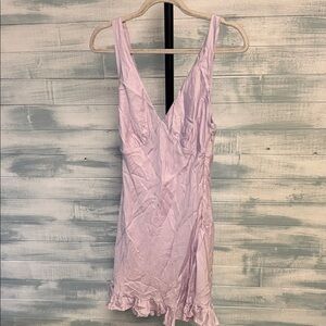 PINK by Victoria’s Secret Lavender Satin Slip Dress Ruffle Hem Size Medium